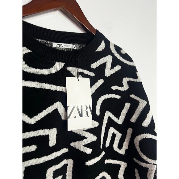 Zara Geometric Jacquard Sweater Size Medium NEW - Picture 4 of 7